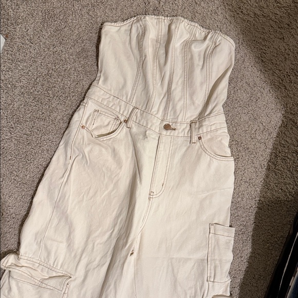 Wild Fable Off-White Denim Strapless Jumpsuit - Picture 1 of 4